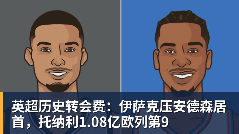 星空体育首页英超历史转会费：伊萨克压安德森居首，托纳利1.08亿欧列第9